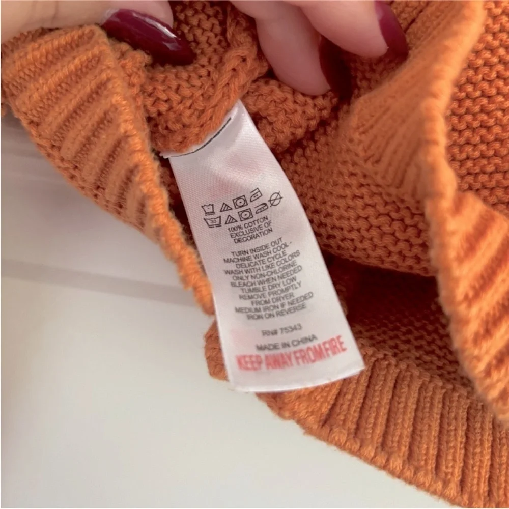 Tahari Orange Cropped Knit Cardigan